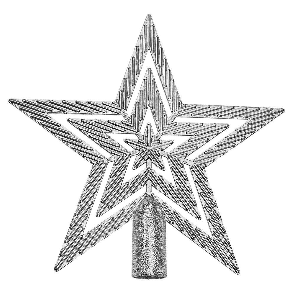 Χριστουγεννιάτικη Κορυφή Δέντρου Άστρο Τριπλό Ασημί 18εκ