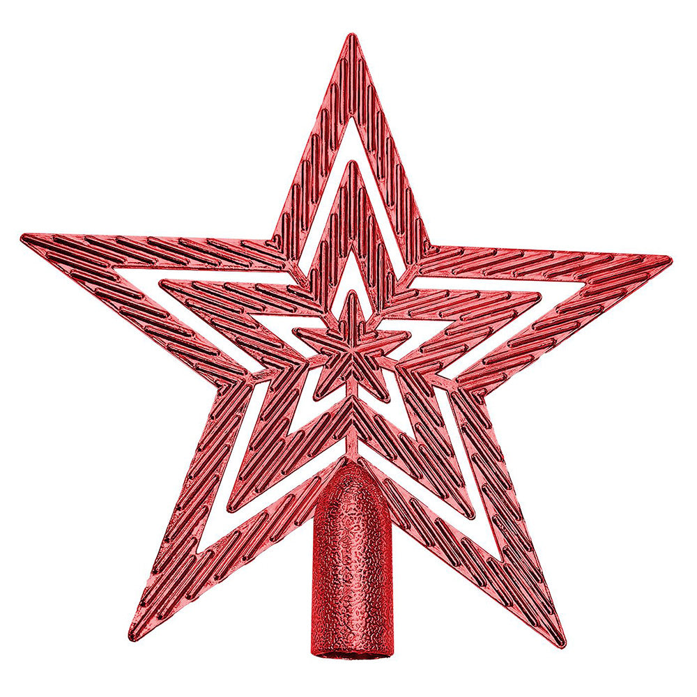 Χριστουγεννιάτικη Κορυφή Δέντρου Άστρο Τριπλό Κόκκινο 18εκ