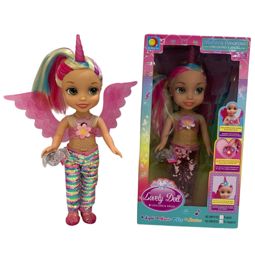 Κούκλα Unicorn Με Φώτα Και Μουσική 41x23εκ