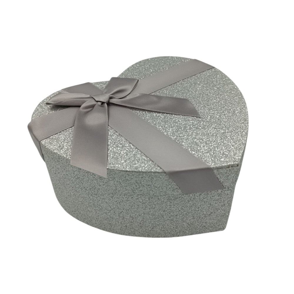 OEMΔιακοσμητικό Κουτί Καρδία Ασημί Με Glitter Και Φιόγκο 18X17X7.5εκpapell.gr