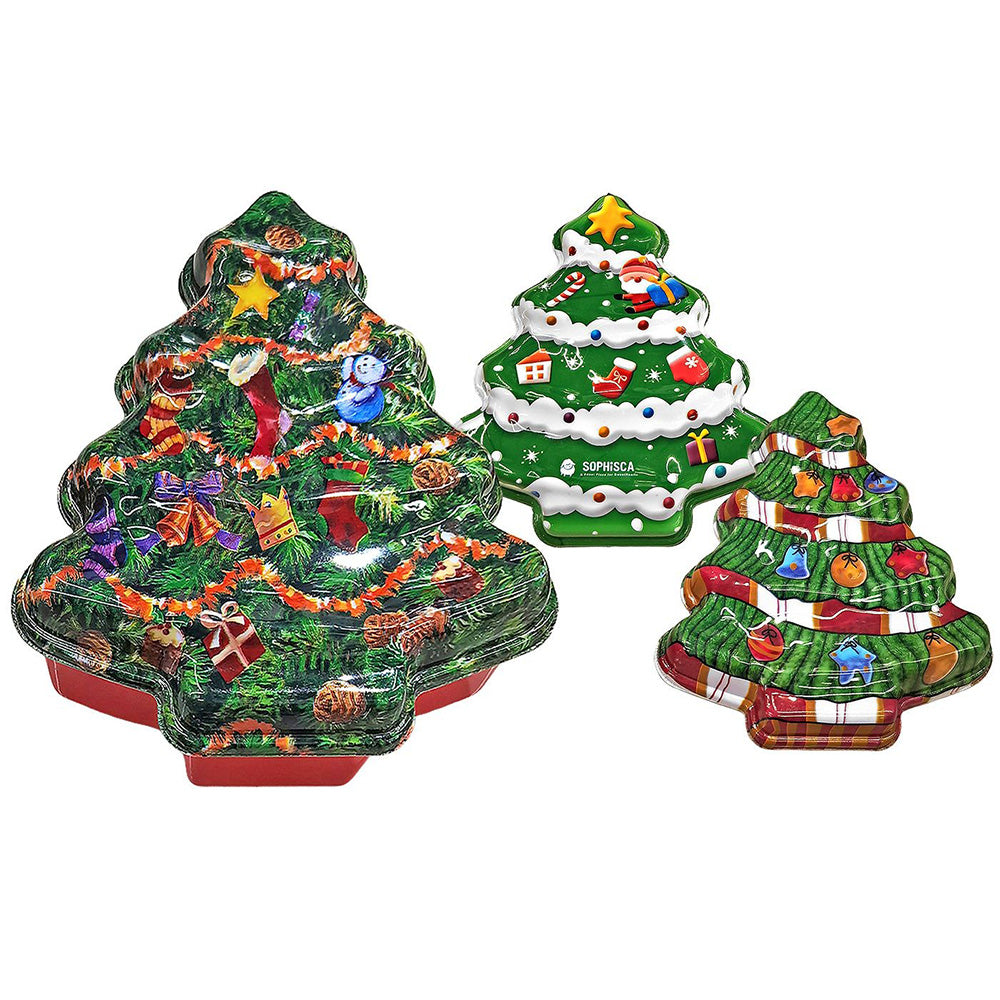 Χριστουγεννιάτικο Κουτί Δέντρο Πλαστικό 20X19X8εκ 3 Σχέδια - 1τμχ