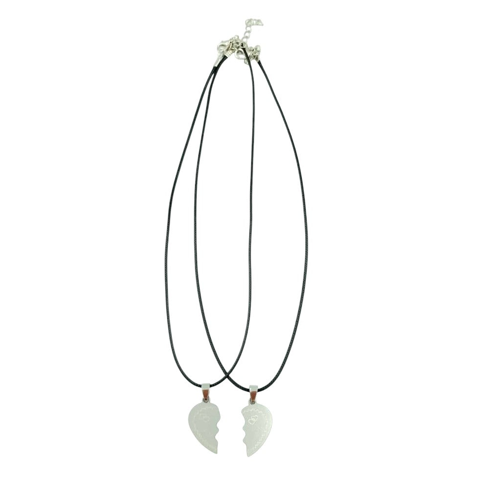 OEMΚρεμαστά Λαιμού Stainless Steel Μισή Καρδιά Best Friends Μαύρο Κορδόνι 2 Τμχpapell.gr