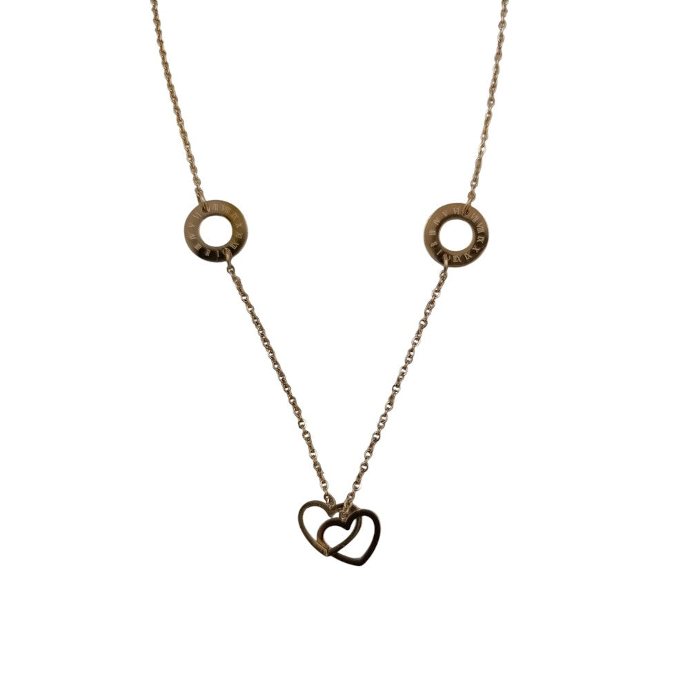 OEMΚρεμαστό Λαιμού Stainless Steel Ροζ Gold Ενωμένες Καρδιές Και Κύκλοιpapell.gr
