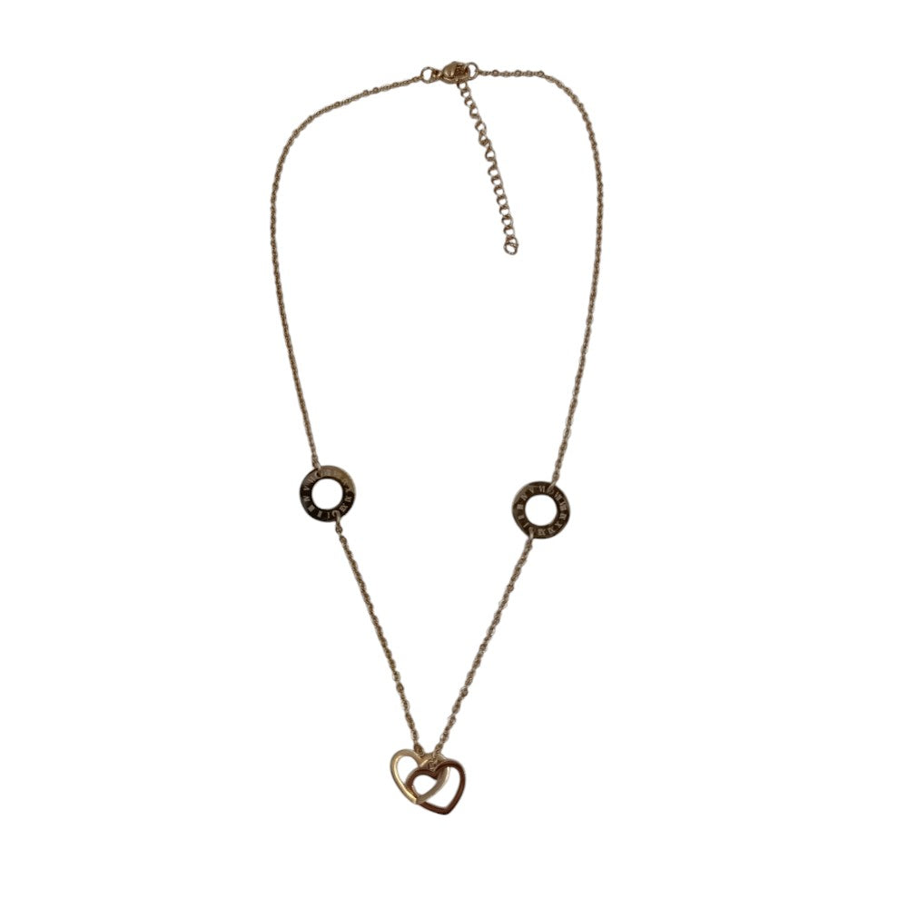 OEMΚρεμαστό Λαιμού Stainless Steel Ροζ Gold Ενωμένες Καρδιές Και Κύκλοιpapell.gr
