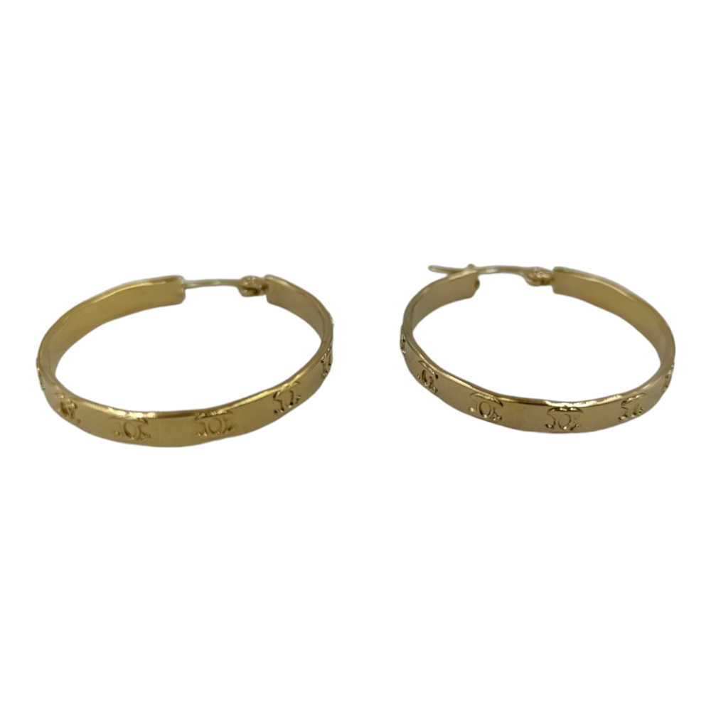 Κρίκοι Stainless Steel Χρυσοί Ανάγλυφοι Double C Φ3εκ