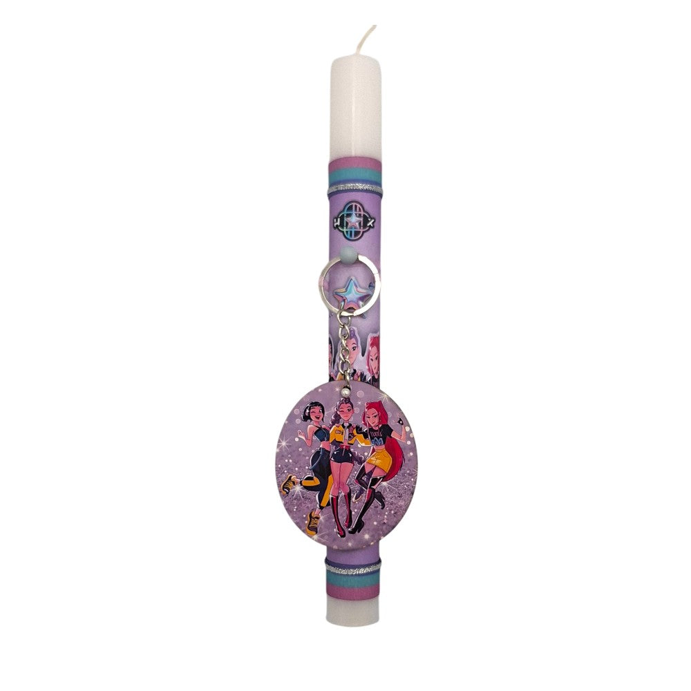 Λαμπάδα με Μπρελόκ K-Pop Stars Μωβ 25 εκ