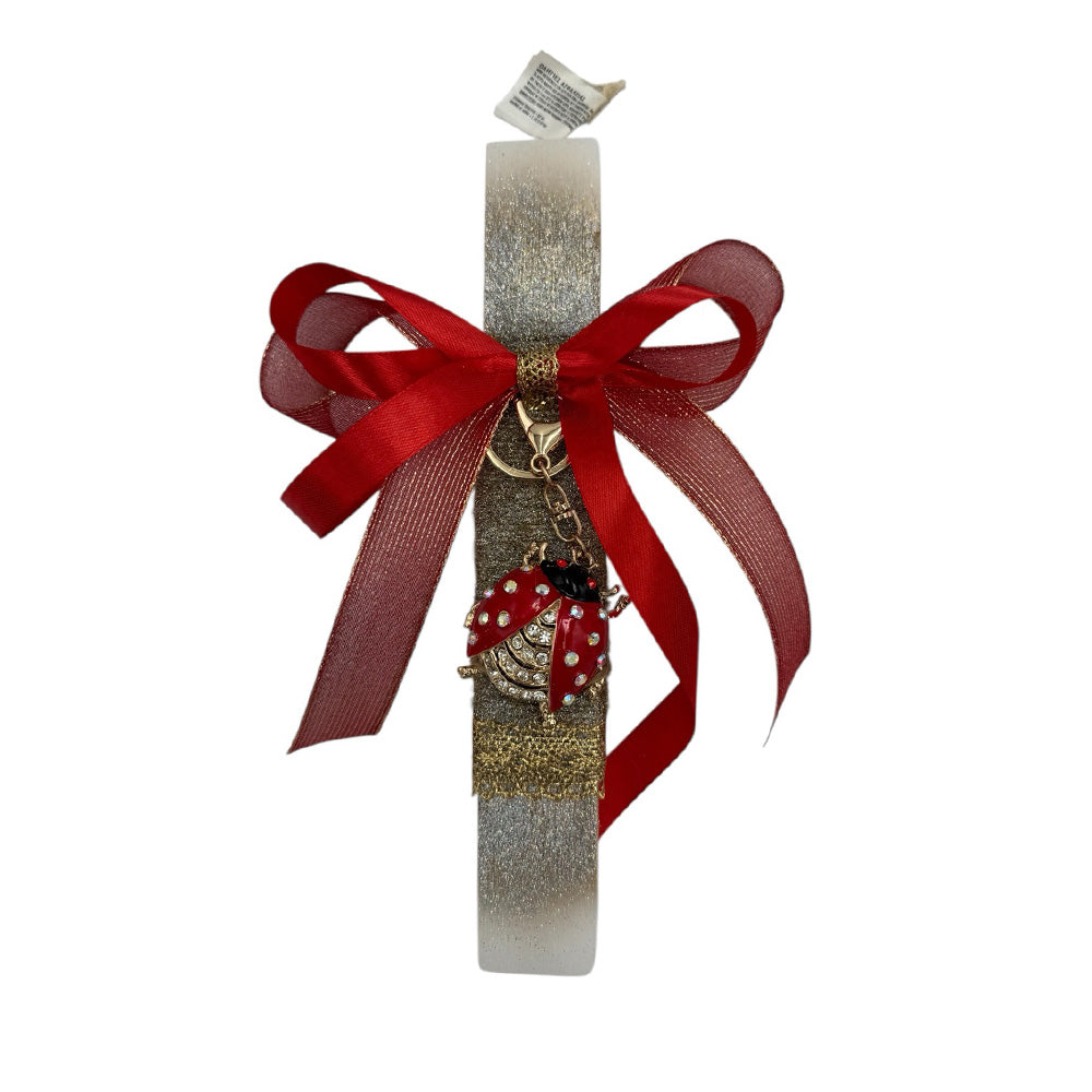 Λαμπάδα Χειροποίητη Πλακέ Αρωματική Μπρελόκ Πασχαλίτσα με Στρας