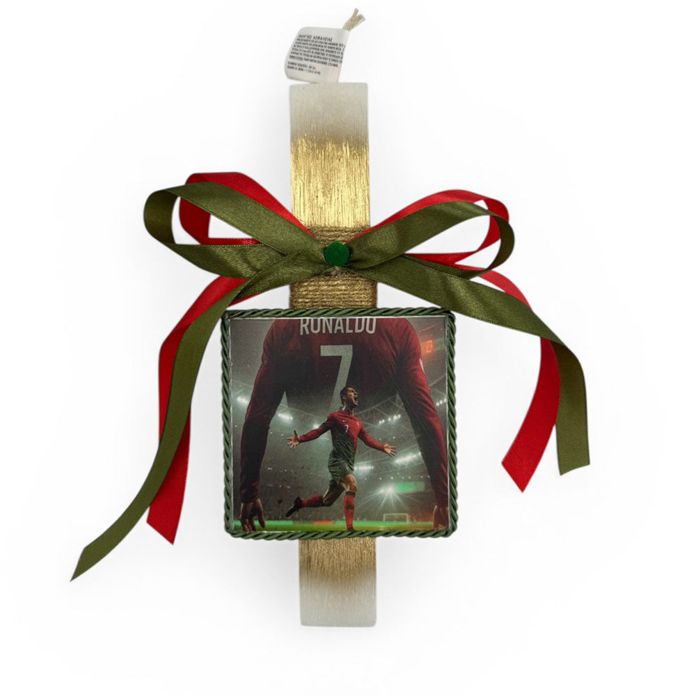 Λαμπάδα Χειροποίητη Πλακέ Αρωματική Ronaldo 7 Portugal σε Καδράκι