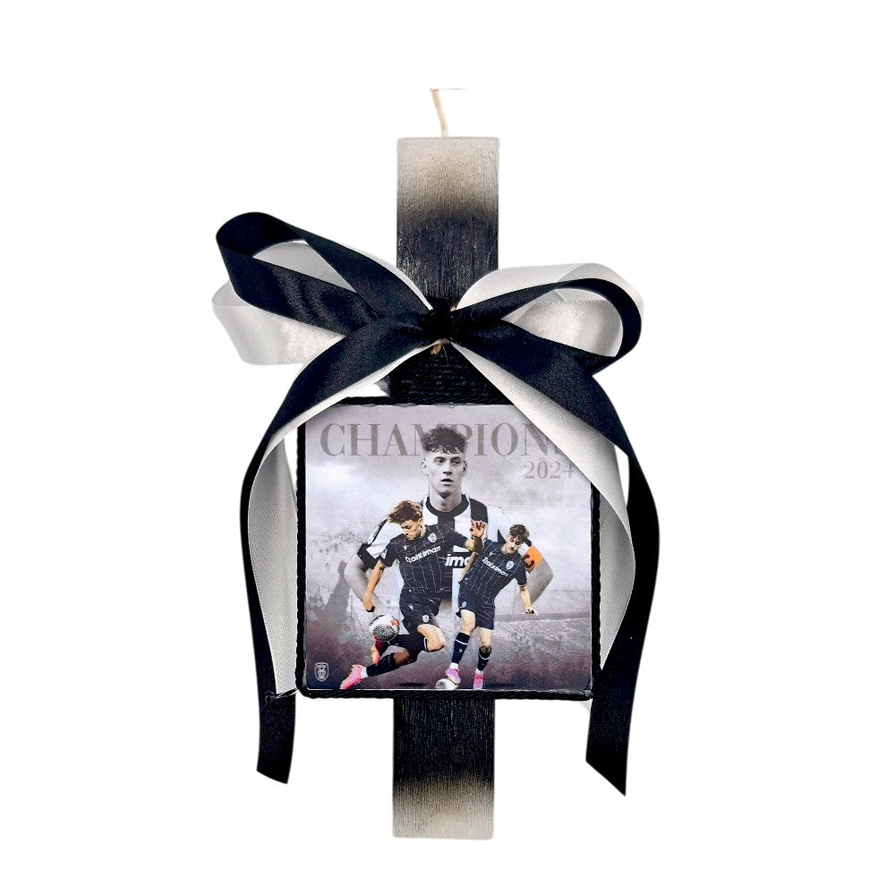 Λαμπάδα Χειροποίητη Πλακέ Αρωματική Γιάννης Κωνσταντέλιας σε Καδράκι με Κορδέλες - 25 εκ