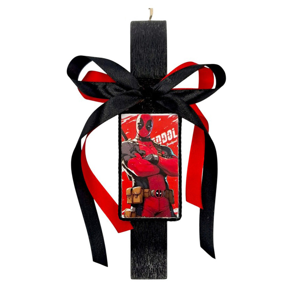 Λαμπάδα Χειροποίητη Πλακέ Αρωματική Deadpool σε Καδράκι - 25 εκ