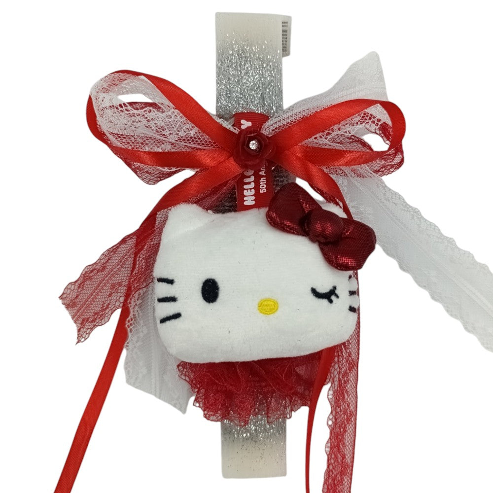 PapellΛαμπάδα Χειροποίητη Πλακέ Αρωματική Λούτρινο Μπρελόκ Hello Kitty Κόκκινος Φιόγκοςpapell.gr