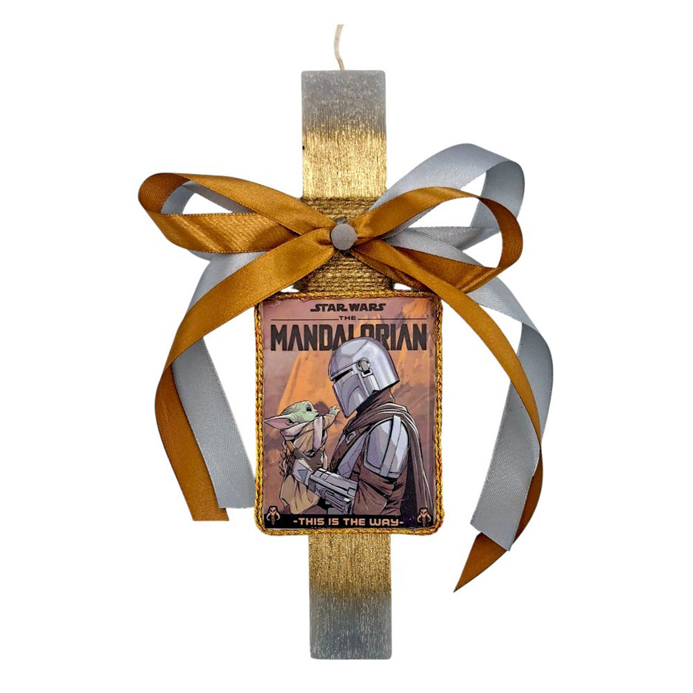 Λαμπάδα Χειροποίητη Πλακέ Αρωματική Mandalorian Star Wars σε Καδράκι - 25 εκ