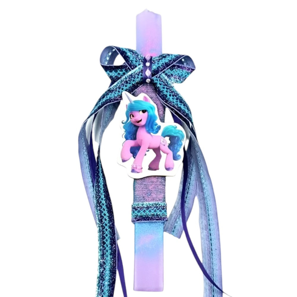 ΟΕΜΛαμπάδα Χειροποίητη Πλακέ Αρωματική Πόνυ Μωβ- Μπλεpapell.gr