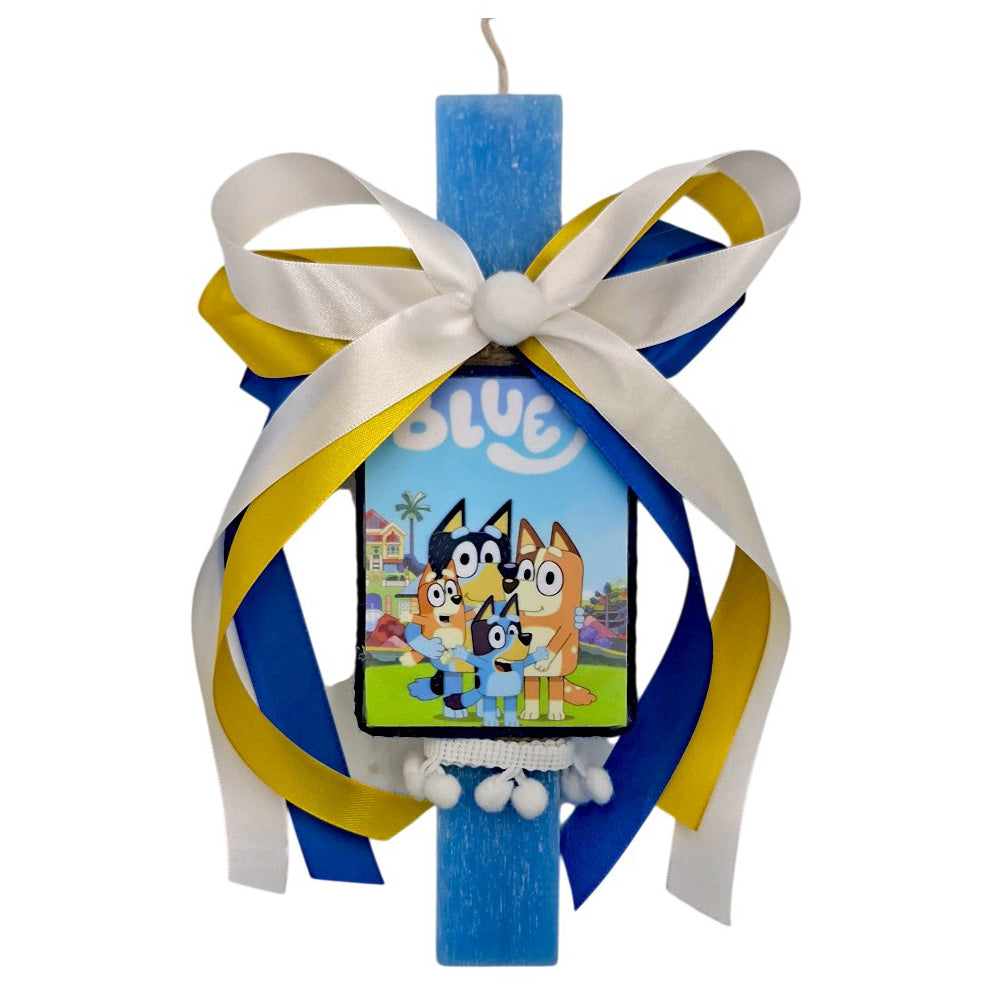 Λαμπάδα Χειροποίητη Πλακέ Αρωματική Bluey & Family σε Καδράκι - 25 εκ