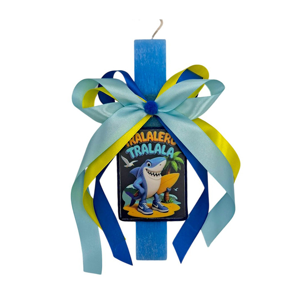 Λαμπάδα Χειροποίητη Πλακέ Αρωματική Brainrot Tralalero Tralala σε Καδράκι - 25 εκ