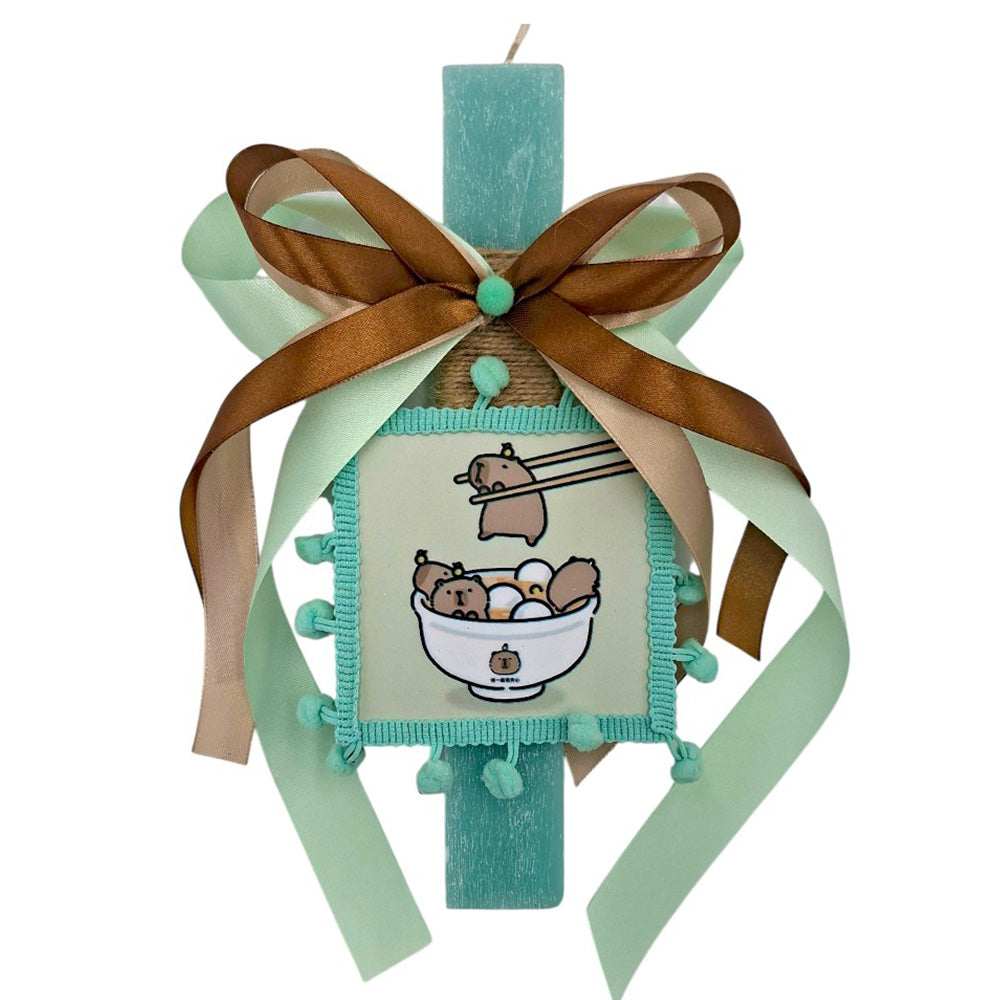 Λαμπάδα Χειροποίητη Πλακέ Αρωματική Capybara Sushi σε Καδράκι - 25 εκ