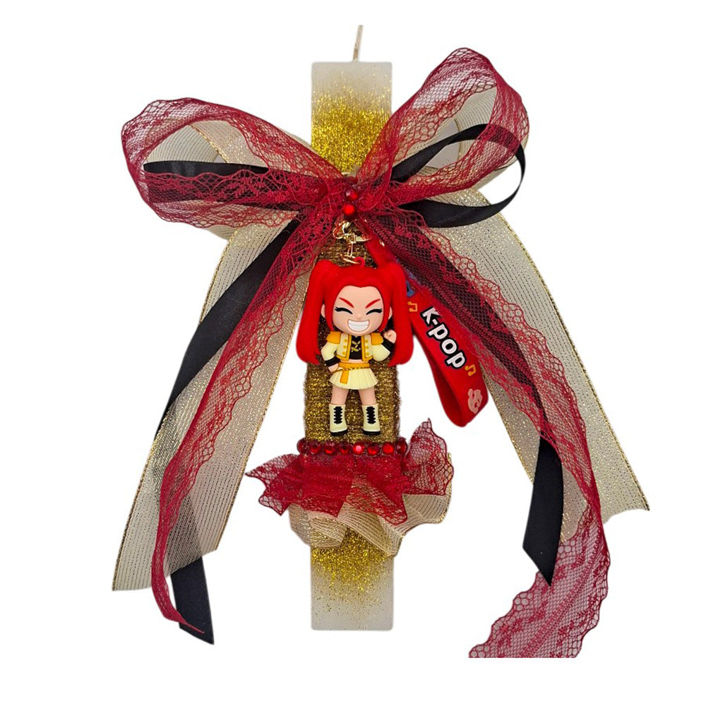 Λαμπάδα Χειροποίητη Πλακέ Αρωματική με Μπρελόκ K-pop Demon Hunters Mira