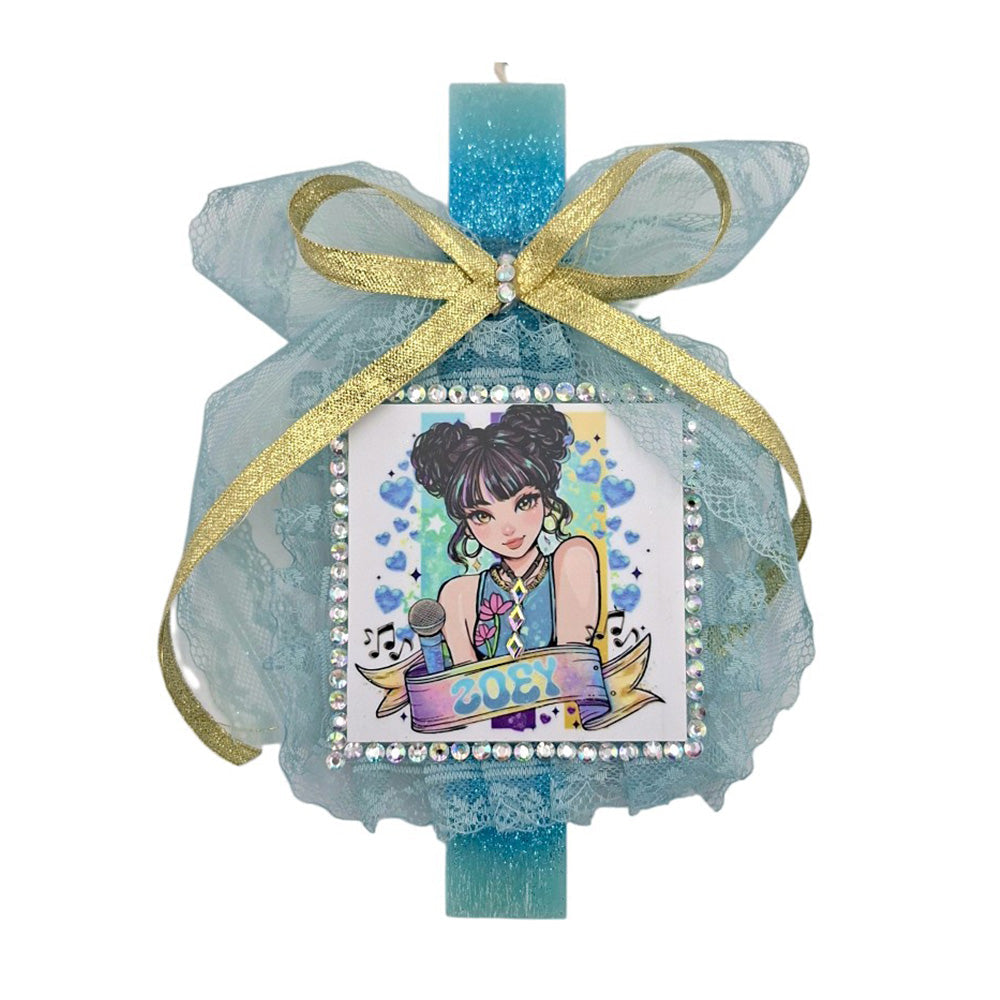 Λαμπάδα Χειροποίητη Πλακέ Αρωματική K-pop Demon Hunters Zoe σε Καδράκι - 25 εκ