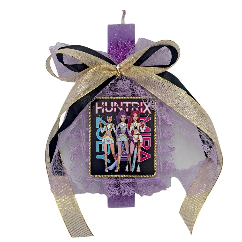 Λαμπάδα Χειροποίητη Πλακέ Αρωματική K-pop Huntrix σε Καδράκι - 25 εκ