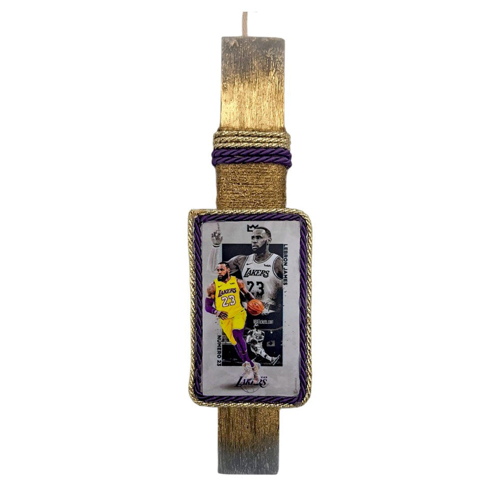 Λαμπάδα Χειροποίητη Πλακέ Αρωματική Lakers Lebron James σε Καδράκι - 25 εκ