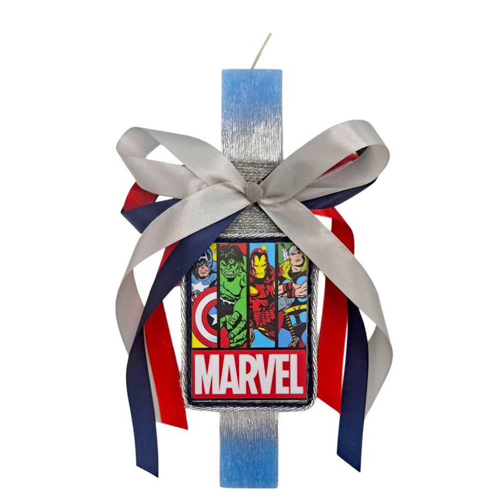 Λαμπάδα Χειροποίητη Πλακέ Αρωματική Marvel Heroes σε Καδράκι - 25 εκ
