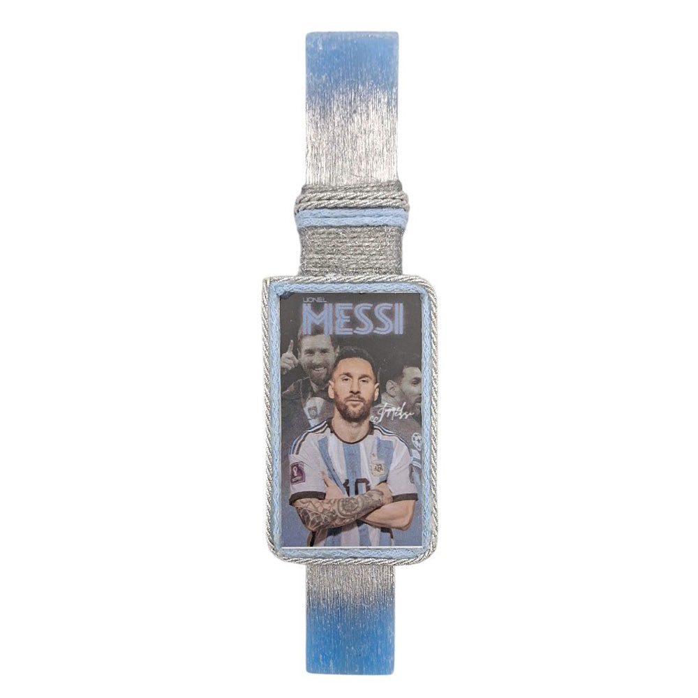 Λαμπάδα Χειροποίητη Πλακέ Αρωματική Messi σε Καδράκι Γαλάζια-Λευκή Φανέλα - 25 εκ