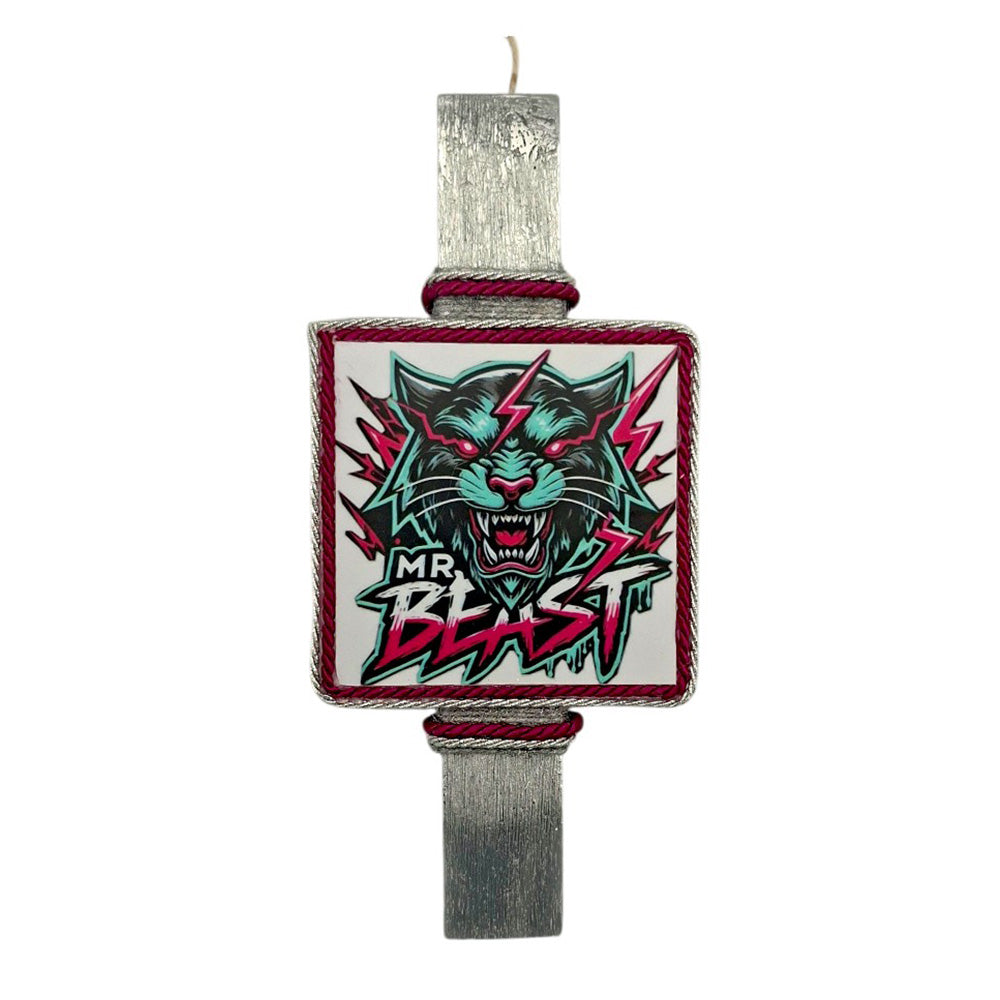 Λαμπάδα Χειροποίητη Πλακέ Αρωματική Mr Beast σε Καδράκι - 25 εκ