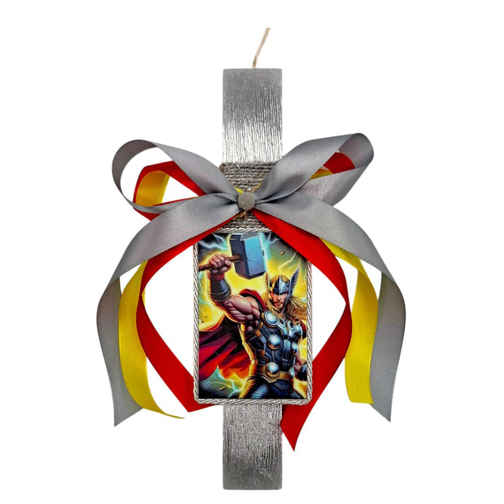 Λαμπάδα Χειροποίητη Πλακέ Αρωματική Thor Marvel Hero σε Καδράκι - 25 εκ