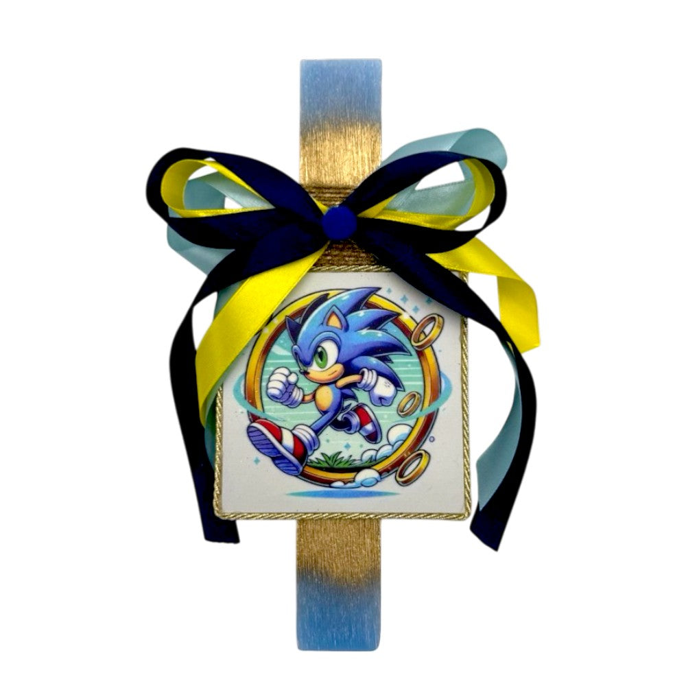 Λαμπάδα Χειροποίητη Πλακέ Αρωματική Sonic The Hedgehog σε Καδράκι - 25 εκ