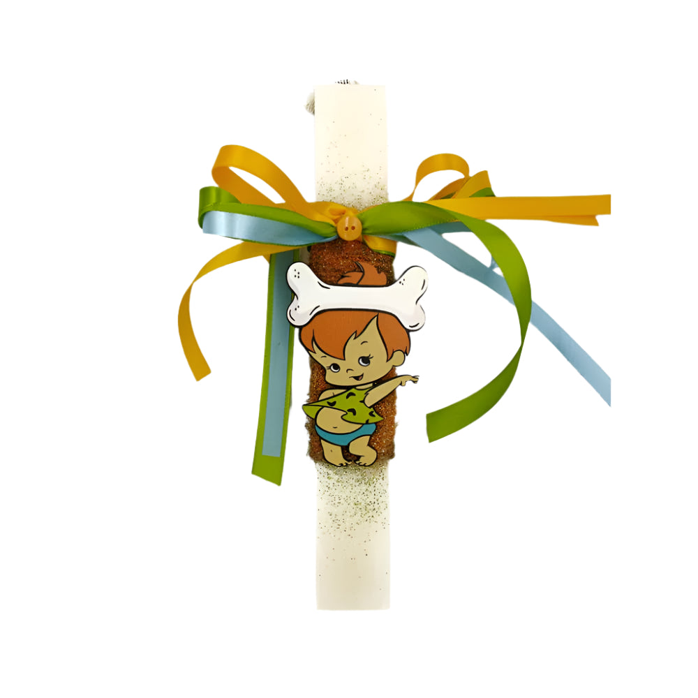 Χειροποιητη Λαμπαδα Πλακε Αρωματικη Με Ξυλινη Φιγουρα Σταλιτσα Φλινστοουνς