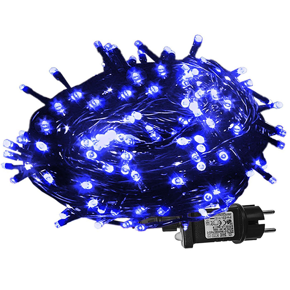 100 Λαμπάκια Led Μπλε Σε Σειρά Με Προγράμματα IP44 8,2m