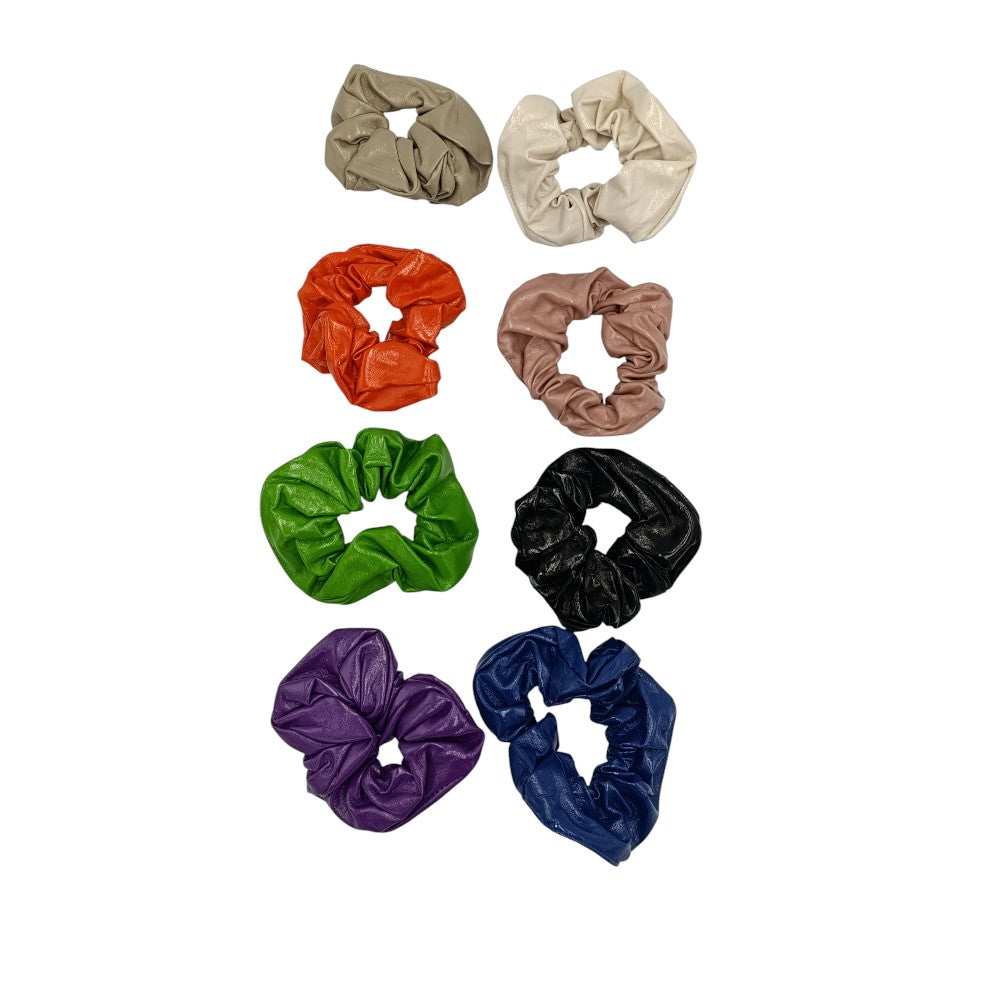Λαστιχάκι Μαλλιών Scrunchie Δερματίνη 14εκ 8 Χρώματα - 1 τμχ