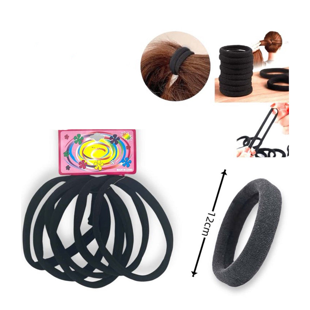 Λαστιχάκια Μαλλιών Μαύρα – 6τμχ (Ø12εκ)