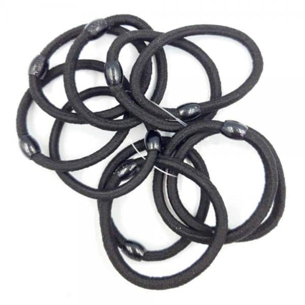 OEMΛαστιχάκια Μαλλιών Μαύρα Με Μπίλια 10Τμχpapell.gr