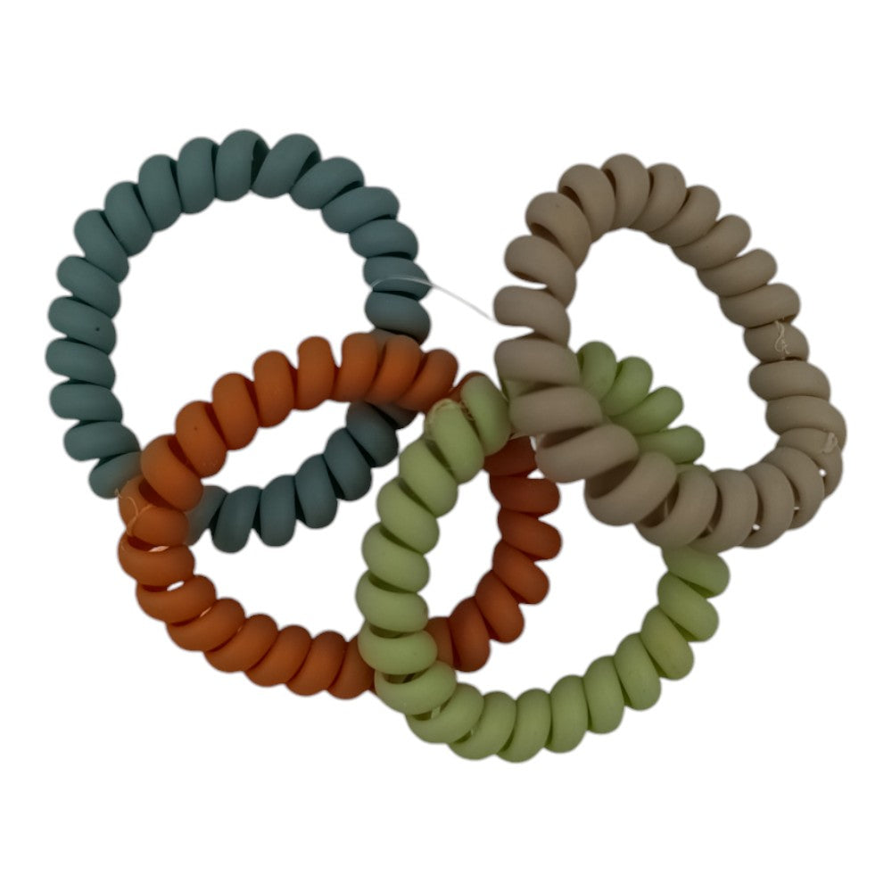 Σετ Λαστιχάκια Μαλλιών Σπιράλ Ματ 4 Τμχ