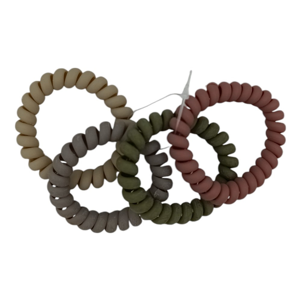 Σετ Λαστιχάκια Μαλλιών Σπιράλ Ματ 4 Τμχ