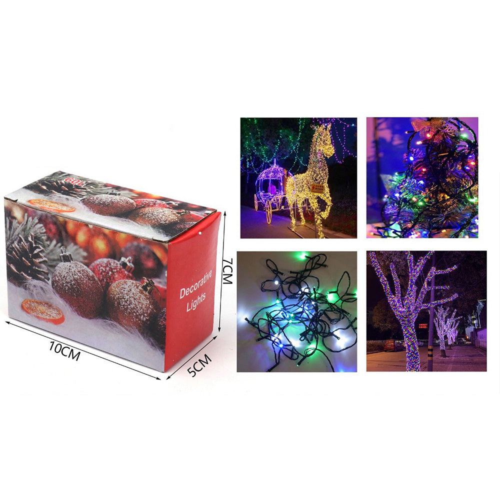 60 Λαμπάκια Led Θερμό Πολύχρωμο Φως Εσωτερικού Χώρου Με Πράσινο Καλώδιο