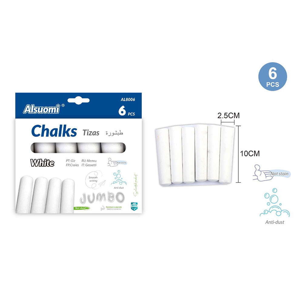 Λευκές Κιμωλίες Jumbo 10 εκ – Σετ 6 Τεμαχίων