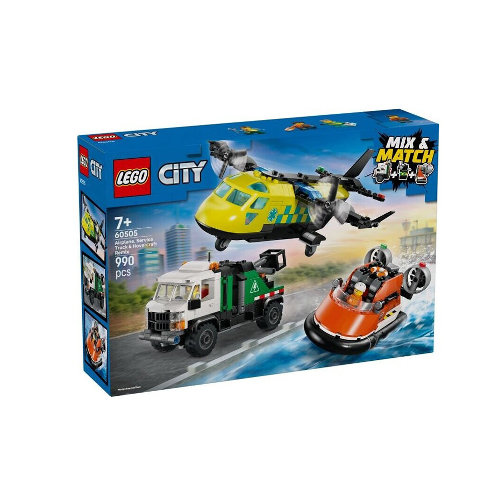 60505 Lego City Airplane, Service Truck & Hovercraft Remix