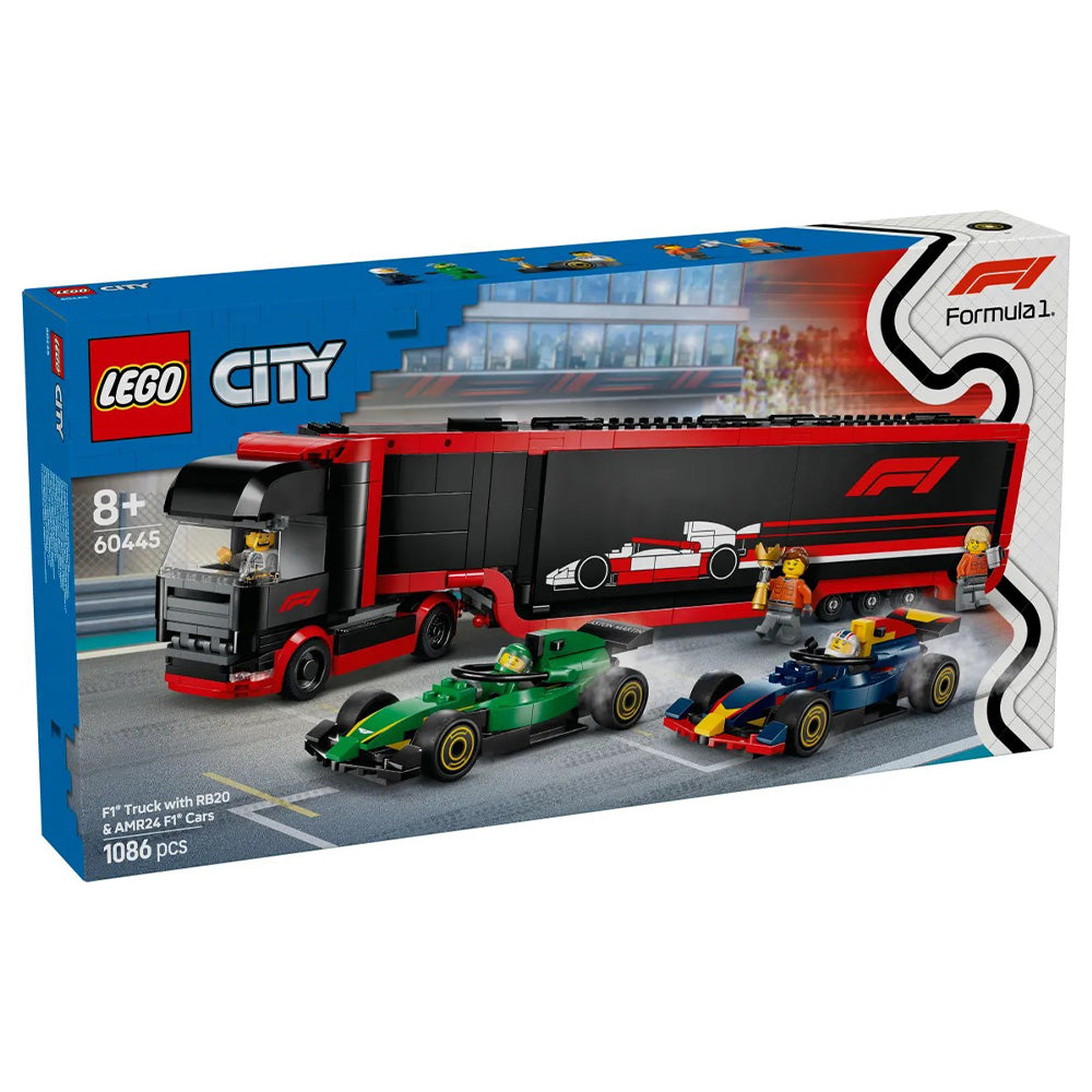 60445 Lego City F1 Truck with RB20 & AMR24 F1 Cars