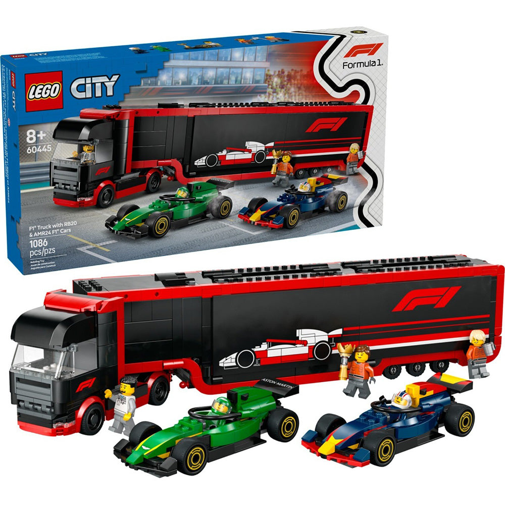 60445 Lego City F1 Truck with RB20 & AMR24 F1 Cars