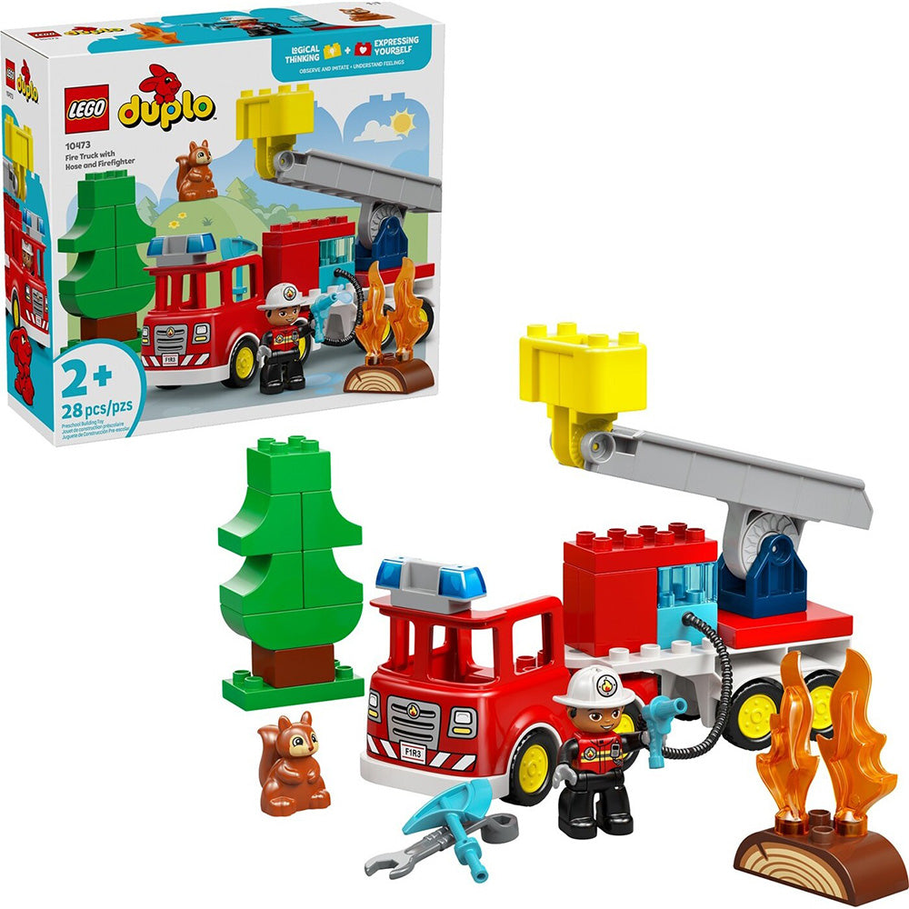 10473 Lego Duplo Fire Truck With Hose And Firefighter