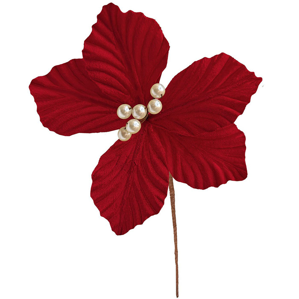 Xριστουγεννιάτικο Λουλούδι Αλεξανδρινό Μικρό Κόκκινο Βελουτέ 17εκ