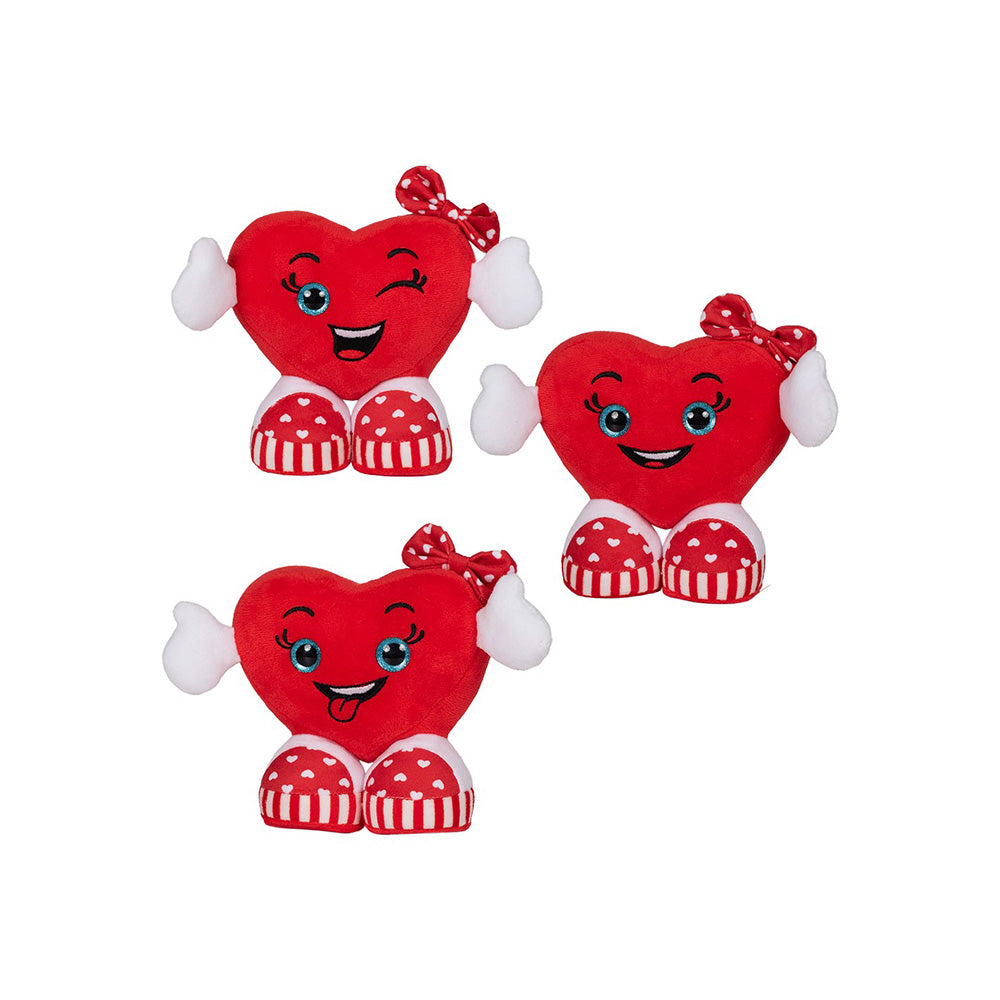 Λούτρινη Χαμογελαστή Καρδούλα με Χεράκια & Ποδαράκια 15 εκ σε 3 Σχέδια - 1 Τμχ