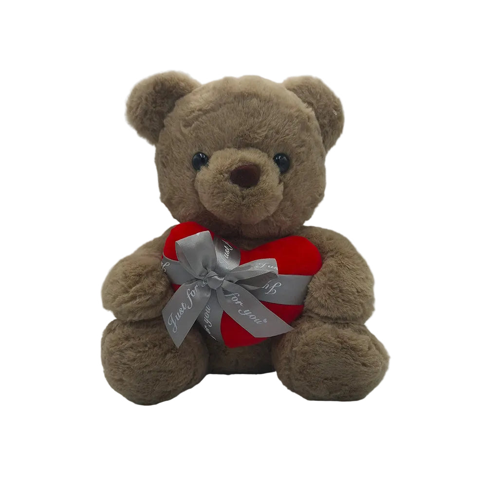 Λούτρινο Αρκουδάκι Με Καρδιά Και Φιόγκο 30εκ σε 3 Χρώματα - 1 Τμχ