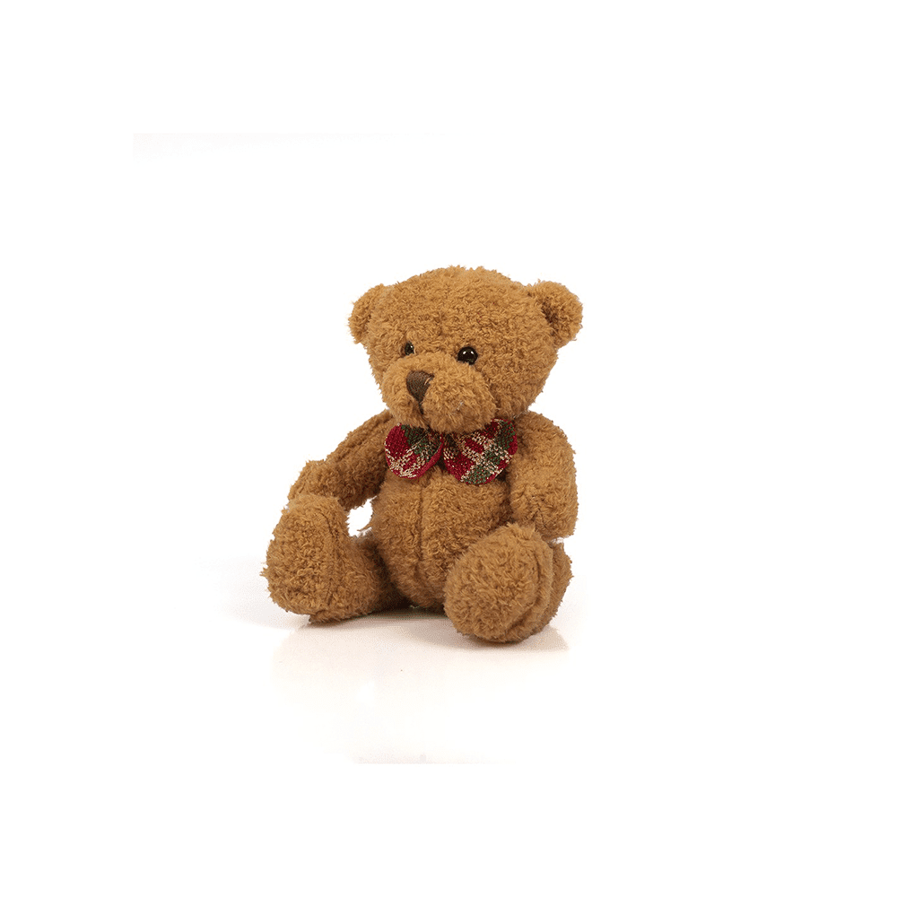 Λούτρινο Αρκουδάκι με Καρό Φιόγκο 4 χρώματα 14 εκ