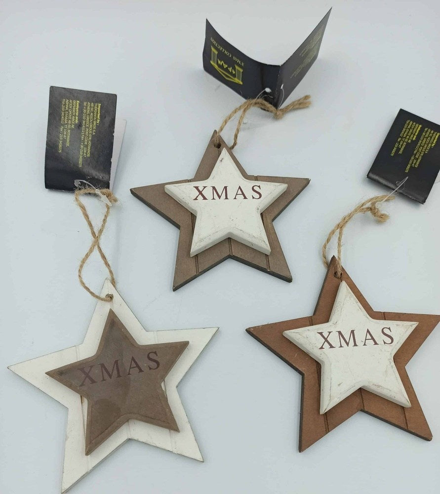 Κρεμαστο Ξυλινο Διακοσμητικο Δεντρο/ Αστερι