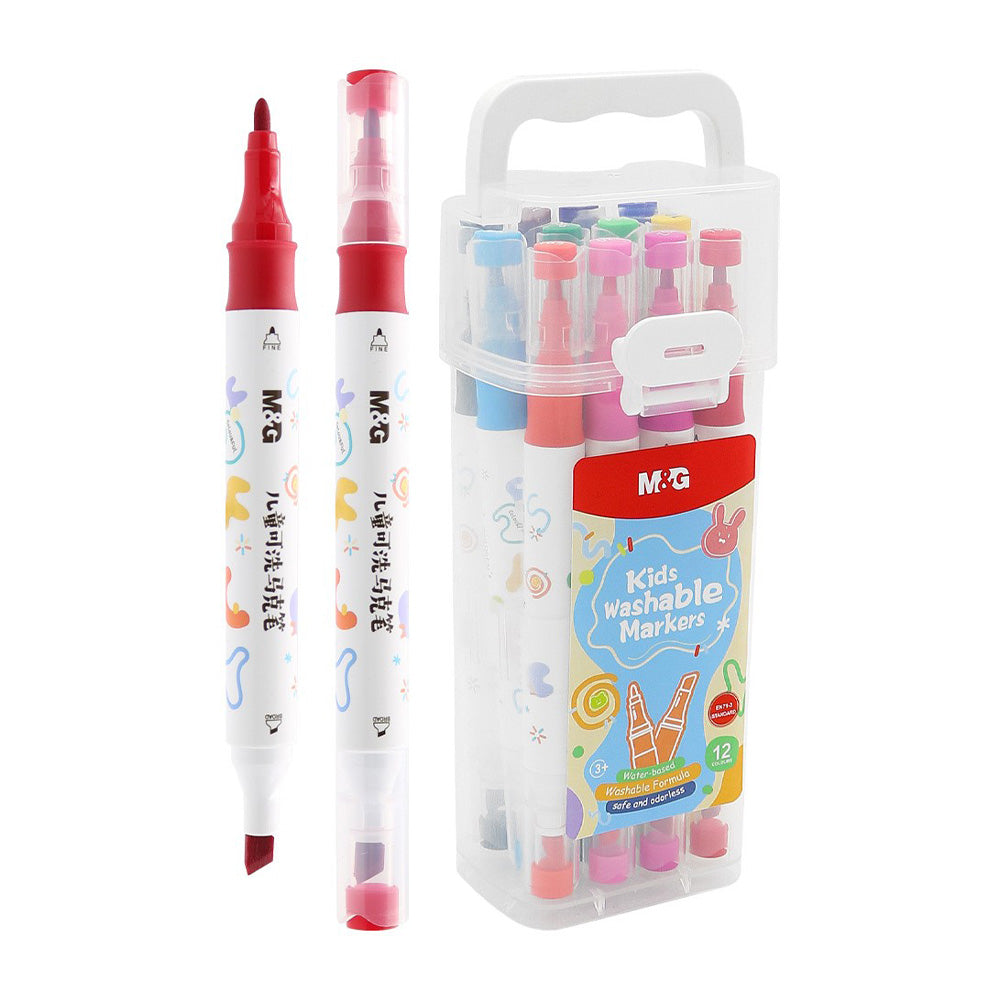 M&G Μαρκαδόροι Easy Wash 12 Χρώματα