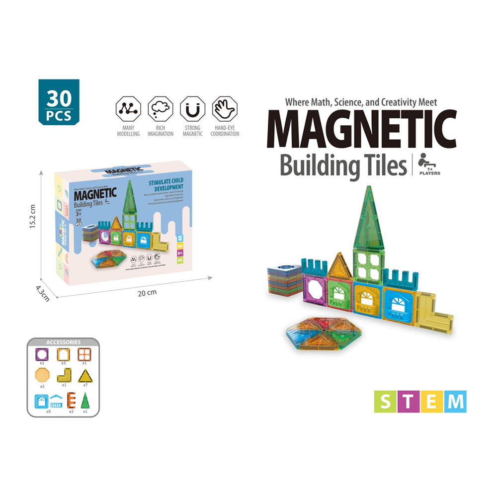Κατασκευαστικό Παιχνίδι Με Μαγνητικά Τουβλάκια 30τμχ