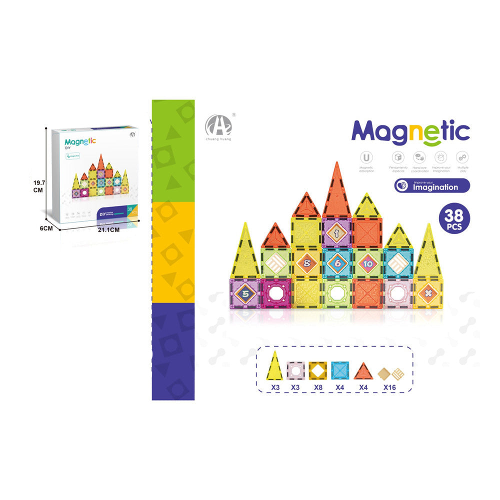 Κατασκευαστικό Παιχνίδι Με Μαγνητικά Τουβλάκια 38τμχ
